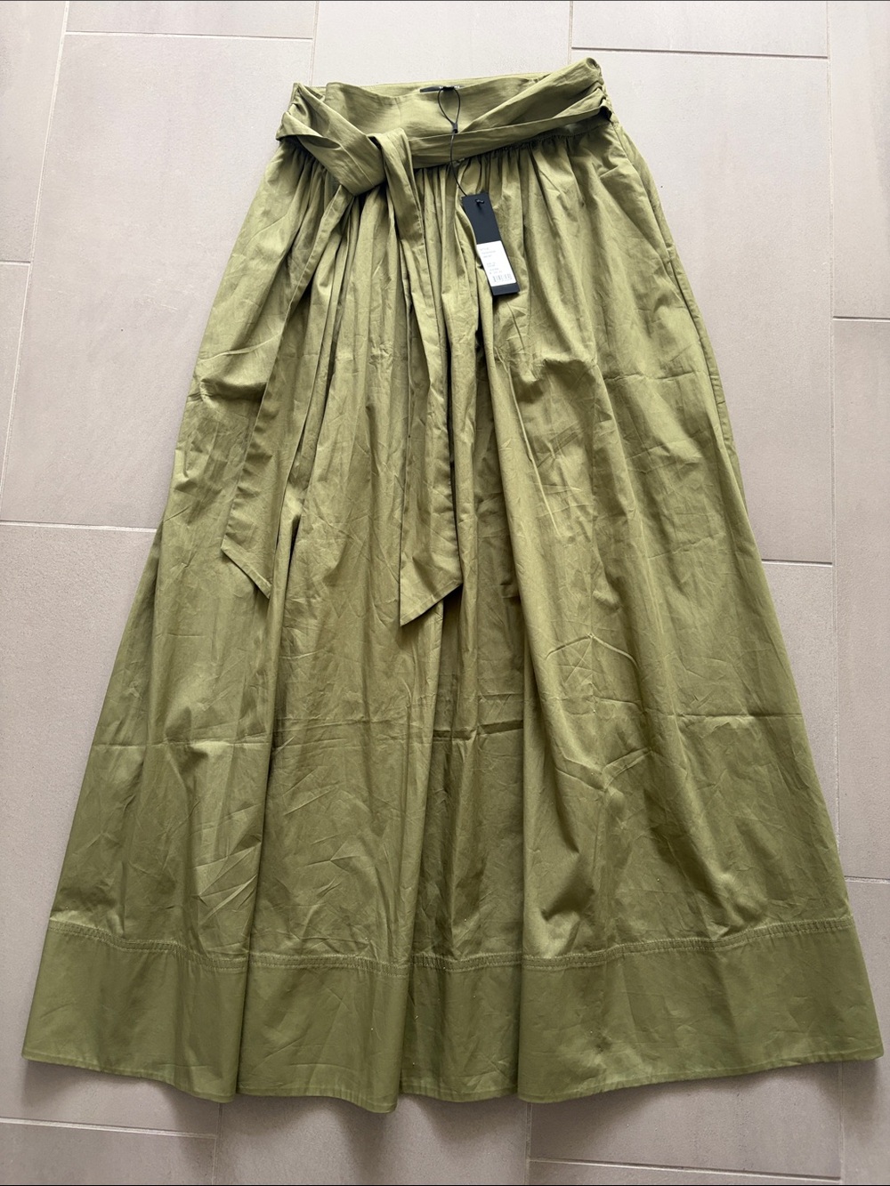Toccin Sabine Olive Green Tie-Waist Maxi Skirt nwt